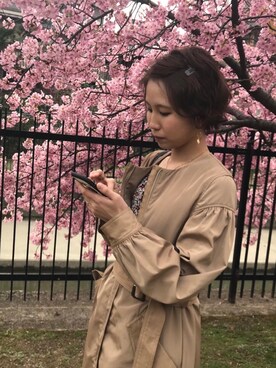 「お洒落さんと繋がりたい」｜「アイテム（トレンチコート）」を使った、しょーちゃん@神戸さん（レディース・159cm）の春コーディネート