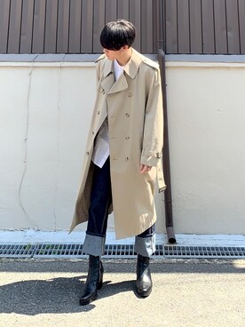 「コロナに負けない」｜「アイテム（トレンチコート）」を使った、1sseyさん（メンズ・171cm）の春コーディネート
