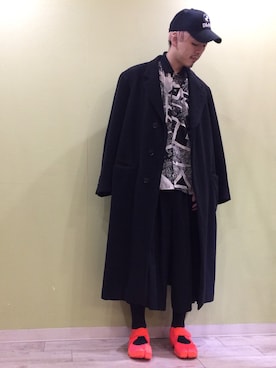 「Yohji Yamamoto（ヨウジヤマモト）のアイテム（チェスターコート）」を使った、yutaさん（メンズ・170cm）の冬コーディネート