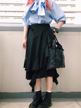 「Jeffrey Campbell（ジェフリーキャンベル）のアイテム（レッグウェア）」を使った、千鶴さん（レディース・155cm）の春コーディネート