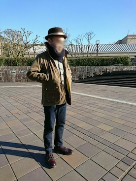 「ウィンドウペン」｜「アイテム（ブルゾン）」を使った、カホンさん（メンズ・169cm）の冬コーディネート