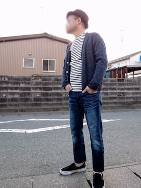 「バスクシャツ」｜「アイテム（スリッポン）」を使った、カホンさん（メンズ・169cm）の春コーディネート