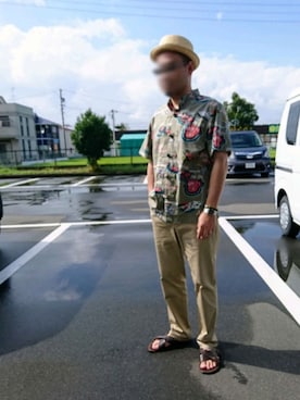 「SHIPS JET BLUE（シップスジェットブルー）のアイテム（サンダル）」を使った、カホンさん（メンズ・169cm）の夏コーディネート