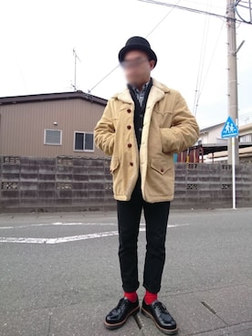 「ランチコート」｜「アイテム（デニムパンツ）」を使った、カホンさん（メンズ・169cm）の冬コーディネート