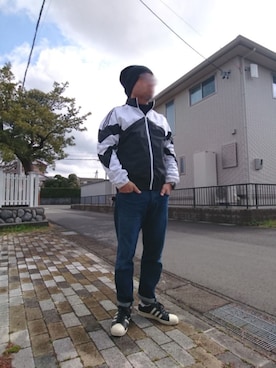 「ニットキャップ」｜「アイテム（ナイロンジャケット）」を使った、カホンさん（メンズ・169cm）の春コーディネート