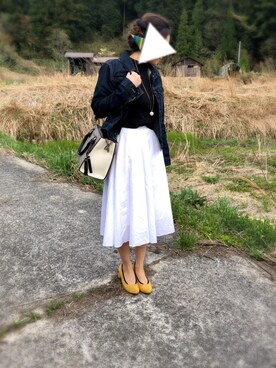 「ノーカラー」｜「アイテム（デニムジャケット）」を使った、あーちむ☻さん（レディース・158cm）の春コーディネート