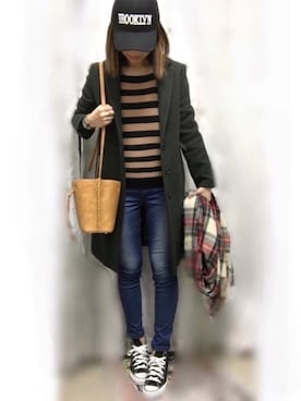 「LEE」｜「アイテム（チェスターコート）」を使った、MAIさん（レディース・162cm）の冬コーディネート