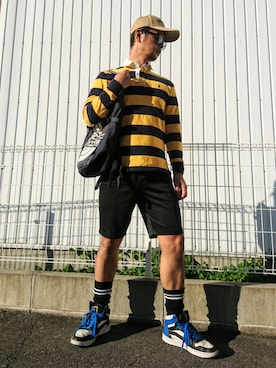 「スポーツ」｜「アイテム（ポロシャツ）」を使った、Gottanyさん（メンズ・177cm）の秋コーディネート