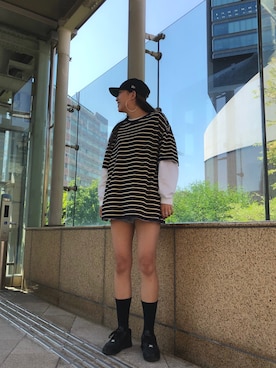 「ショーパン」｜「アイテム（キャップ）」を使った、MEIさん（レディース・173cm）の春コーディネート