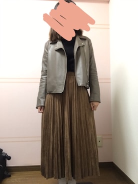 「ハニーズ」｜「アイテム（ライダースジャケット）」を使った、ひろたんさん（レディース・157cm）の秋コーディネート
