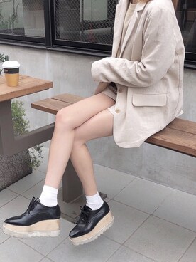 「STELLA McCARTNEY（ステラマッカートニー）のアイテム（ローファー）」を使った、ANNさん（レディース・158cm）の春コーディネート