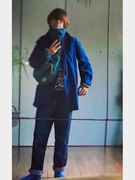 「ブルーコーデ」｜「アイテム（ミリタリージャケット）」を使った、salmoncatさん（レディース・170cm）の冬コーディネート