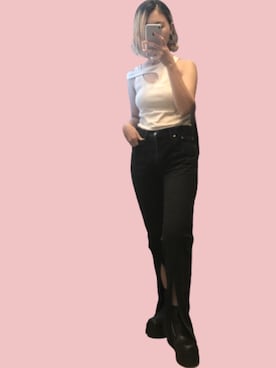 「UNIF（ユニフ）のアイテム（ブーツ）」を使った、momomoさん（レディース・155cm）の夏コーディネート