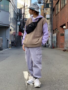 「tk.TAKEO KIKUCHI（ティーケータケオキクチ）のアイテム（帽子）」を使った、MIKIさん（メンズ・167cm）の春コーディネート