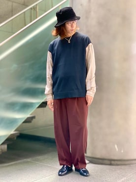 「tk.TAKEO KIKUCHI（ティーケータケオキクチ）のアイテム（帽子）」を使った、MIKIさん（メンズ・167cm）の秋コーディネート