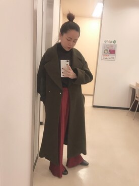 「プリーツ」｜「アイテム（チェスターコート）」を使った、onoderaさん（レディース・152cm）の冬コーディネート