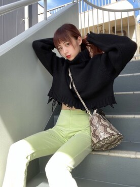 「ストリートカジュアル」｜「アイテム（スラックス）」を使った、彩音さん（レディース・158cm）の秋コーディネート