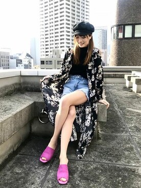 ニット セーターを使った 花柄シャツ のレディース人気ファッションコーディネート ユーザー ショップスタッフ Wear