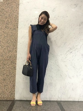 「KOBE LETTUCE（コウベレタス）のアイテム（つなぎ/オールインワン）」を使った、神戸レタスさん（レディース・158cm）の夏コーディネート