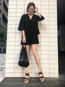 「KOBE LETTUCE（コウベレタス）のアイテム（セットアップ）」を使った、神戸レタスさん（レディース・158cm）の夏コーディネート