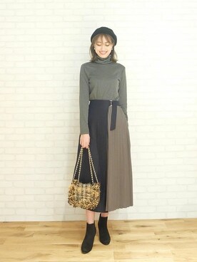 「KOBE LETTUCE」｜「アイテム（ハンチング/ベレー帽）」を使った、神戸レタスさん（レディース・164cm）の冬コーディネート