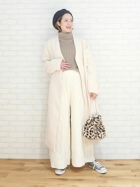 「KOBE LETTUCE」｜「アイテム（ハンチング/ベレー帽）」を使った、神戸レタスさん（レディース・162cm）の冬コーディネート