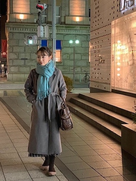 「KOBE LETTUCE」｜「アイテム（チェスターコート）」を使った、神戸レタスさん（レディース・161cm）の冬コーディネート