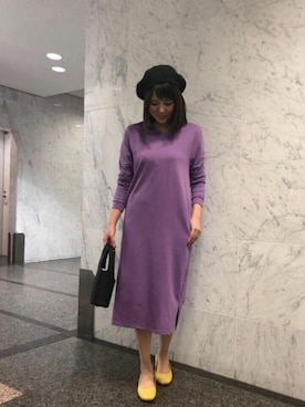 「KOBE LETTUCE」｜「アイテム（ハンチング/ベレー帽）」を使った、神戸レタスさん（レディース・153cm）の冬コーディネート