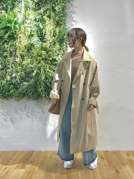 「KOBE LETTUCE（コウベレタス）のアイテム（トレンチコート）」を使った、神戸レタスさん（レディース・159cm）の春コーディネート