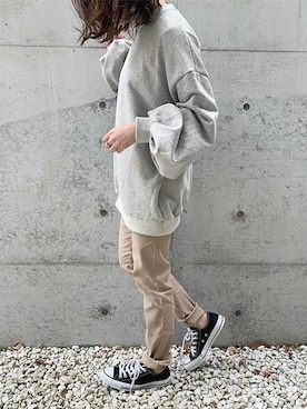 「KOBE LETTUCE（コウベレタス）の素肌感覚ストレッチパンツ（その他パンツ）」を使った、神戸レタスさん（レディース・153cm）の春コーディネート