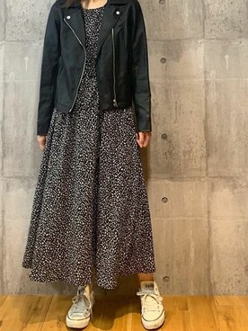 「KOBE LETTUCE（コウベレタス）のアイテム（ライダースジャケット）」を使った、神戸レタスさん（レディース・160cm）の秋コーディネート