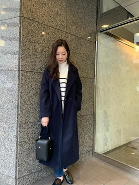 「KOBE LETTUCE」｜「アイテム（チェスターコート）」を使った、神戸レタスさん（レディース・164cm）の秋コーディネート