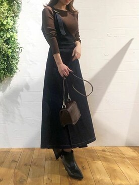 「リブニット」｜「アイテム（ブーティ）」を使った、神戸レタスさん（レディース・158cm）の秋コーディネート
