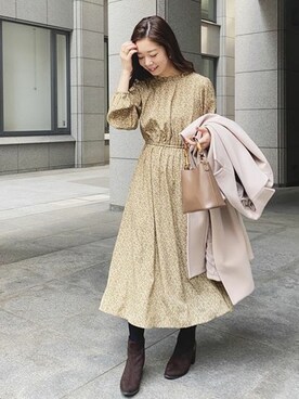 「フリルネック」｜「アイテム（その他アウター）」を使った、神戸レタスさん（レディース・164cm）の冬コーディネート