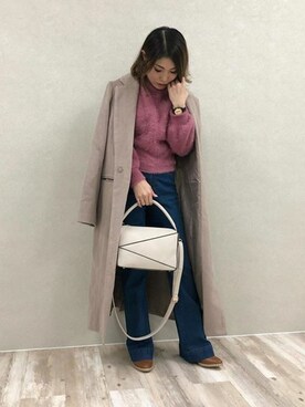 「KOBE LETTUCE」｜「アイテム（チェスターコート）」を使った、神戸レタスさん（レディース・147cm）の冬コーディネート