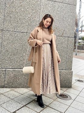 「KOBE LETTUCE」｜「アイテム（チェスターコート）」を使った、神戸レタスさん（レディース・164cm）の冬コーディネート