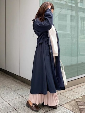 「KOBE LETTUCE（コウベレタス）のアイテム（トレンチコート）」を使った、神戸レタスさん（レディース・152cm）の冬コーディネート
