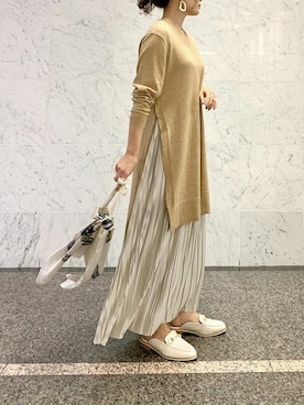 「KOBE LETTUCE（コウベレタス）のアイテム（チュニック）」を使った、神戸レタスさん（レディース・158cm）の冬コーディネート