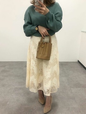「カヌレバッグ」｜「アイテム（スカート）」を使った、神戸レタスさん（レディース・147cm）の春コーディネート
