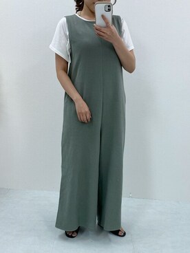 「KOBE LETTUCE（コウベレタス）のアイテム（サロペット/オーバーオール）」を使った、神戸レタスさん（レディース・152cm）の夏コーディネート