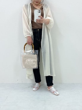 「テーパードデニム」｜「アイテム（その他アウター）」を使った、神戸レタスさん（レディース・152cm）の夏コーディネート