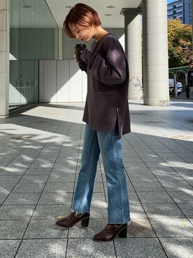 神戸レタスさんの「アンクルベルトサイドジップショートブーツ」を使ったコーディネート