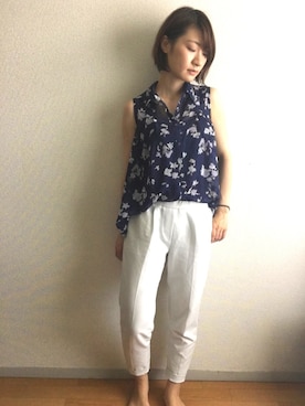 「花柄 トップス」｜hyouさん（レディース・160cm）の夏コーディネート