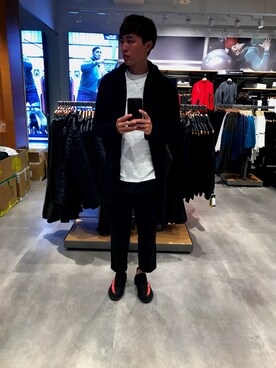 「H&M（エイチ・アンド・エム）のアイテム（ピーコート）」を使った、Yao Chiさん（メンズ・184cm）の冬コーディネート
