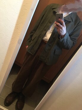 「タックイン」｜「アイテム（ピーコート）」を使った、R—.さん（メンズ・163cm）の冬コーディネート