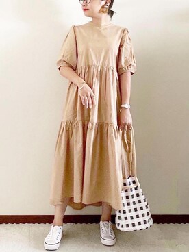 「Daniel Wellington（ダニエルウェリントン）の販売終了 クラシックペティット ボンダイ 32mm（アナログ腕時計）」を使った、naoさん（レディース・156cm）の夏コーディネート