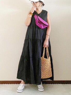 「CITRINE Chakra（シトリンチャクラ）のアイテム」を使った、naoさん（レディース・156cm）の夏コーディネート