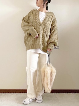 「ap retro（アプレトロ）のストレートデニムパンツ【ZOZO限定アイテム】（デニムパンツ）」を使った、naoさん（レディース・156cm）の冬コーディネート