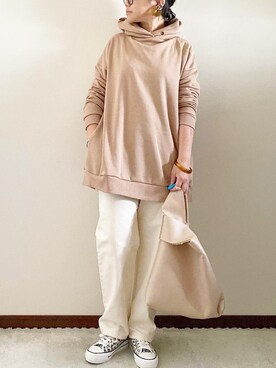 「ap retro（アプレトロ）のストレートデニムパンツ【ZOZO限定アイテム】（デニムパンツ）」を使った、naoさん（レディース・156cm）の冬コーディネート