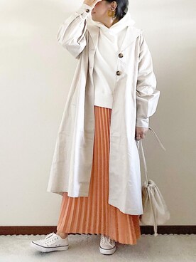 「sakishimatokyo（サキシマトーキョー）のアイテム（チェスターコート）」を使った、naoさん（レディース・156cm）の冬コーディネート
